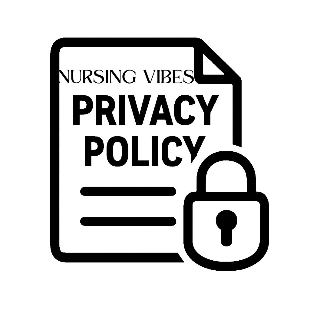 Privacy Policy for NursingVibes.com icon with document and padlock symbolizing security and privacy protection